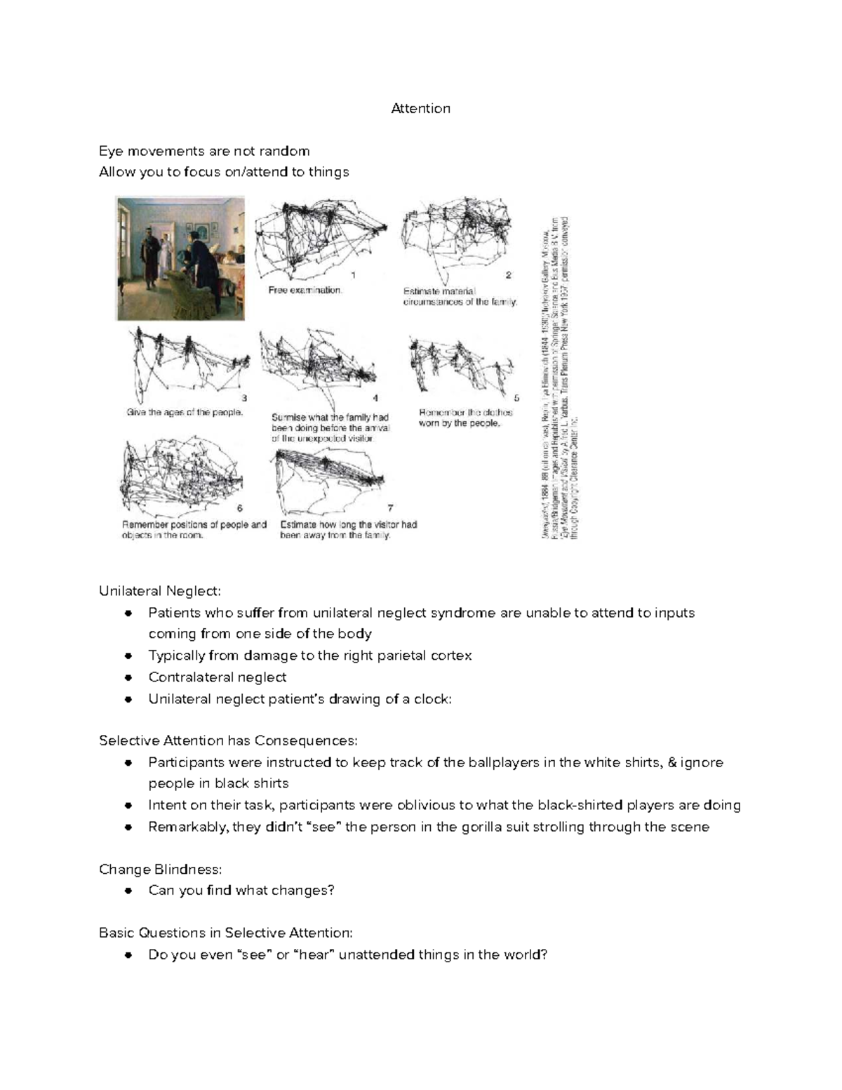 Cognitive Psych Lecture 6: Understanding Attention & Unilateral Neglect ...