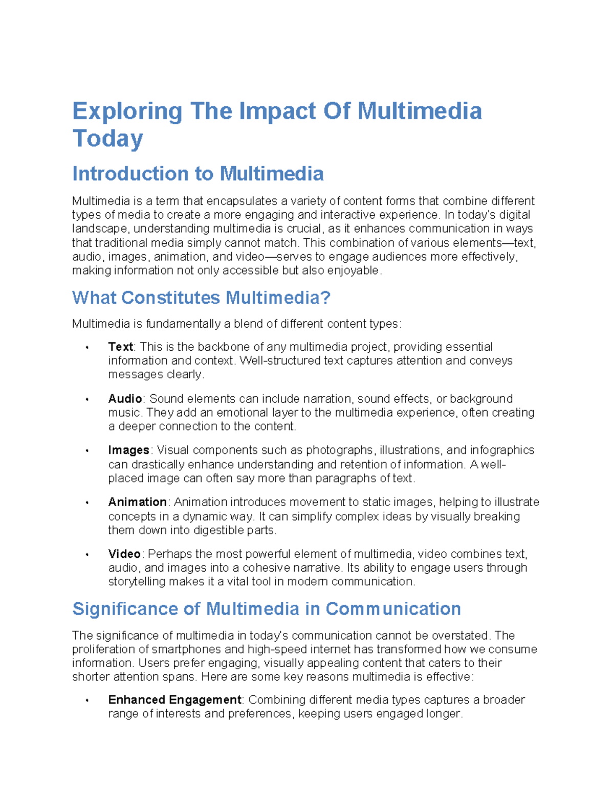 Exploring the Impact of Multimedia in Modern Communication and ...
