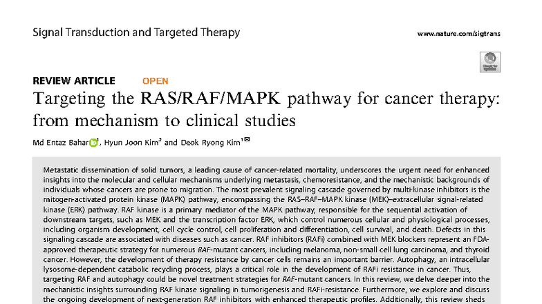 Targeting the MAPK Pathway in Cancer Therapy: Mechanisms and Clinical ...