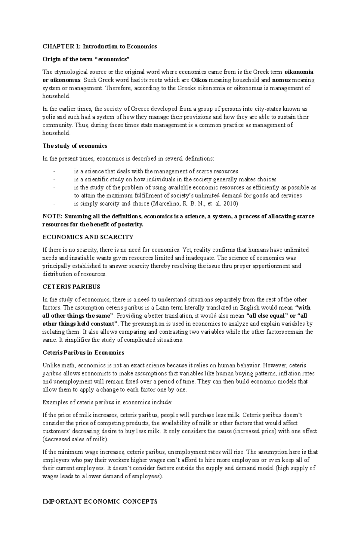 ECO E301 1 Introduction to Economics - CHAPTER 1: Introduction to ...