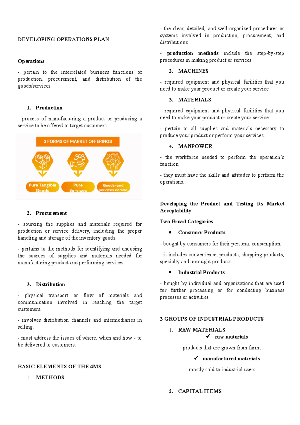 DEVELOPING OPERATIONS PLAN: The Marketing Mix Overview - Studocu