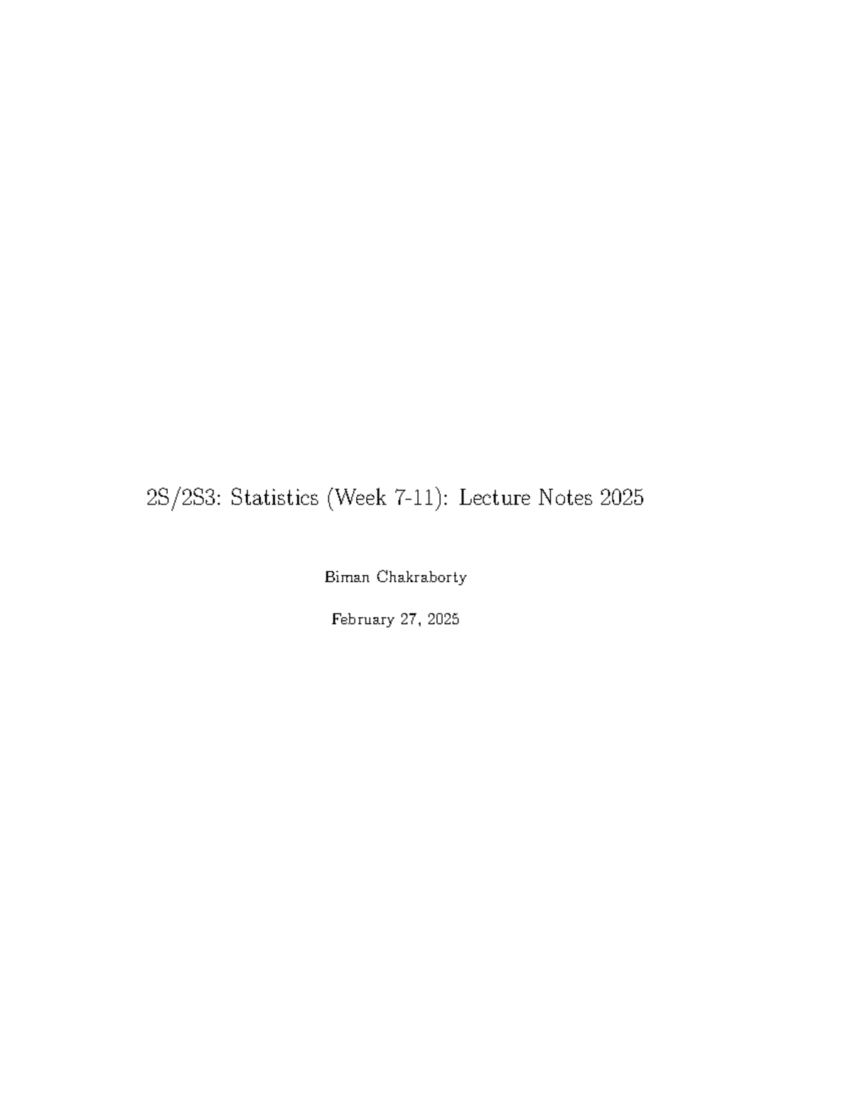 Statistics (Week Lecture Notes) - Point Estimation, Interval Estimation ...