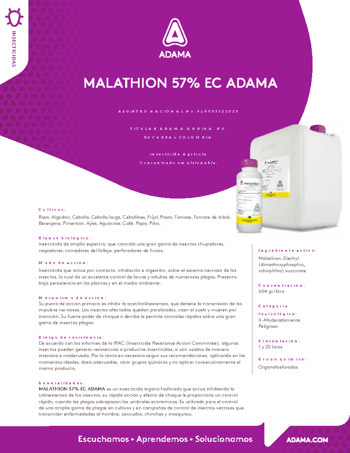 Ficha Técnica Malathion EC Adama - Insecticida Agrícola - Studocu
