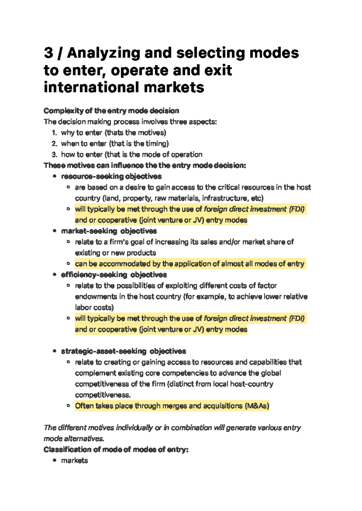 Analyzing Entry Modes for International Markets Strategies (Course Code ...