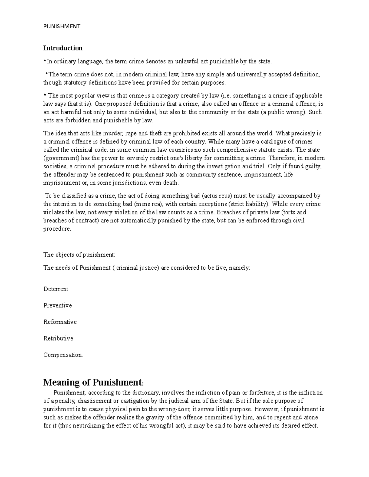 Theories and Perspectives on Punishment in Criminal Justice - Studocu