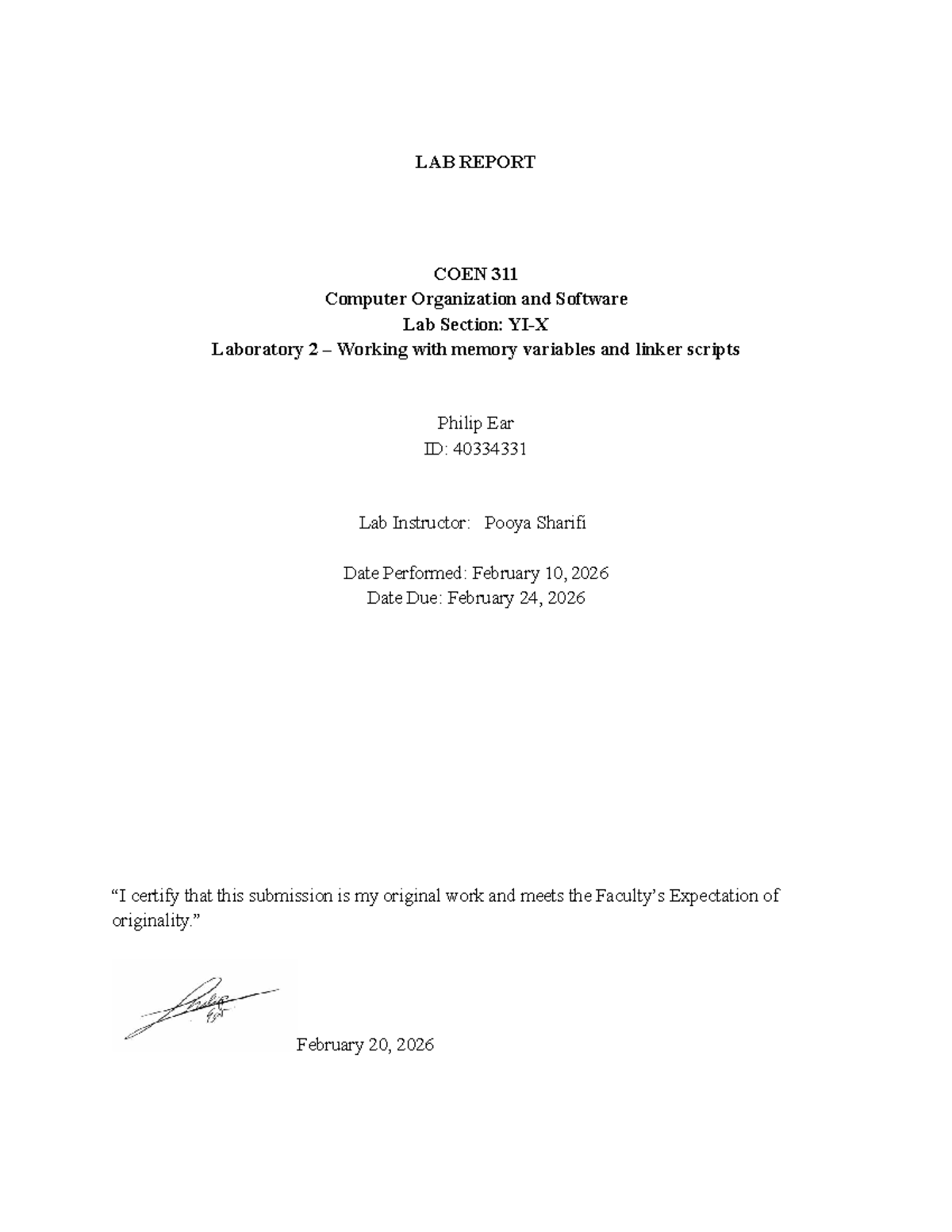 LAB REPORT COEN 311: Working with Memory Variables & Linker Scripts ...