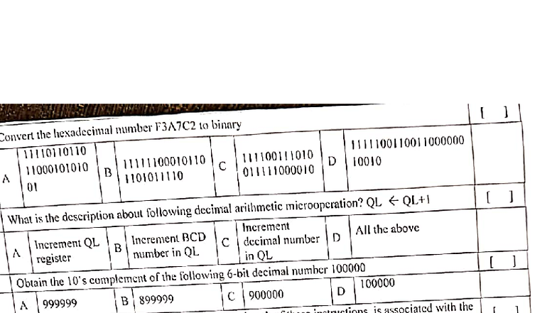 MID 2 IMP Questions - Computer Architecture and Decimal Arithmetic ...