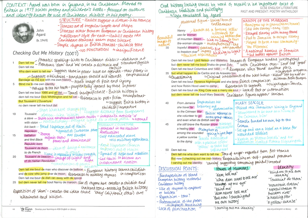 AQA Poetry Analysis: Annotations on Heaney's 