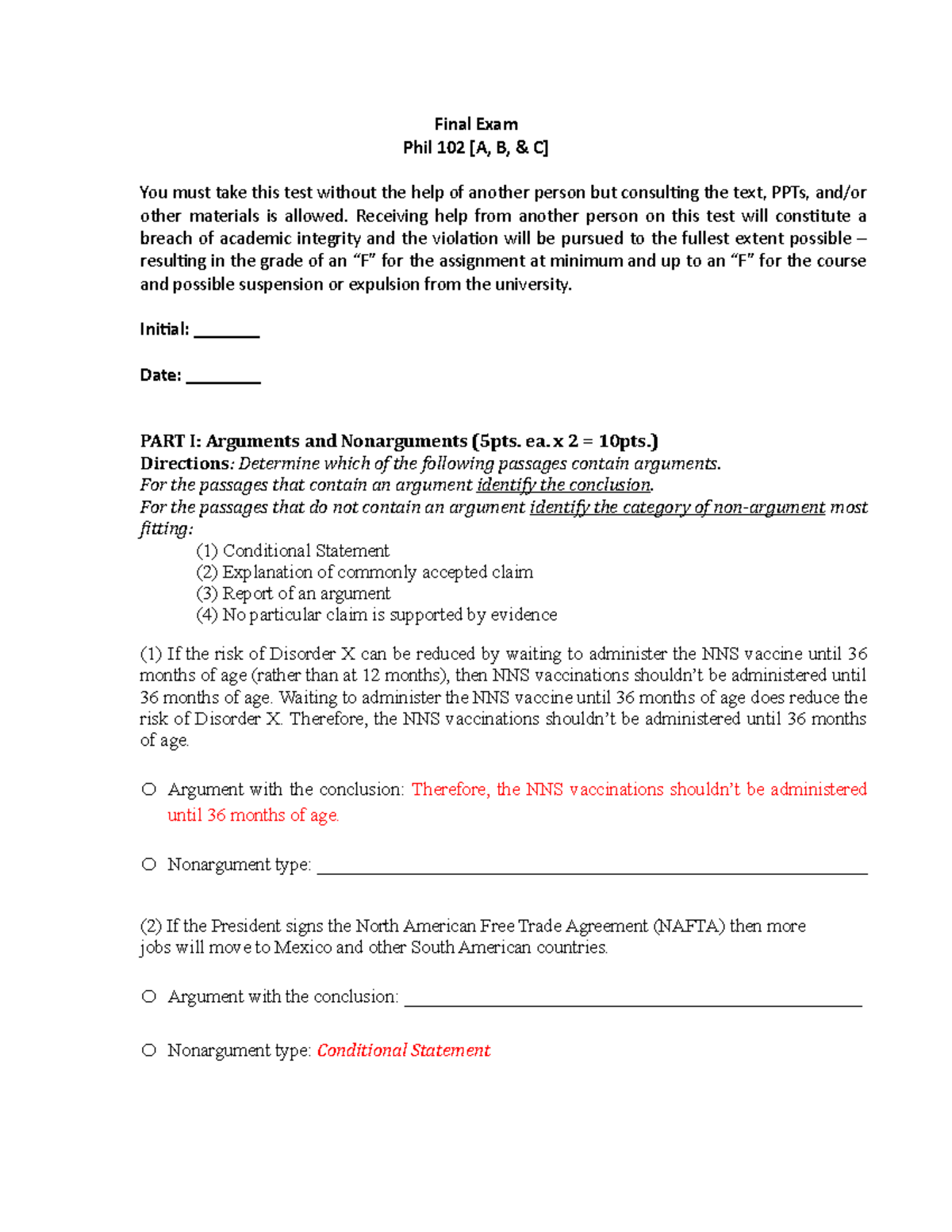 Final Exam Review for Phil 102 [A, B, & C] - Arguments & Validity - Studocu