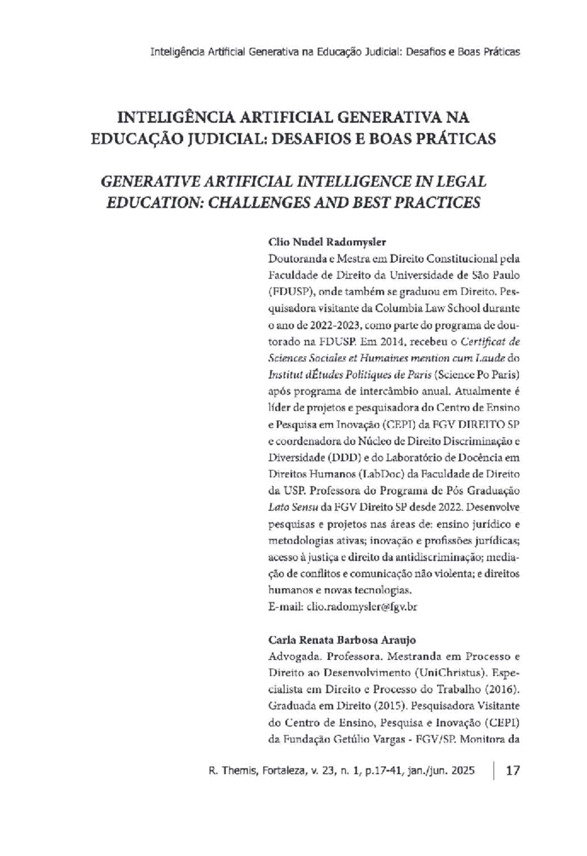 Inteligência Artificial Generativa na Educação Judicial: Desafios e ...