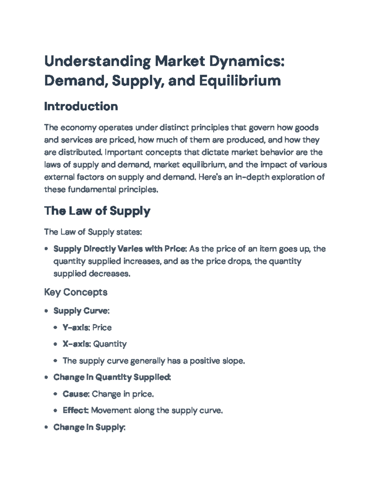 Understanding Market Dynamics: Demand, Supply, and Equilibrium ...