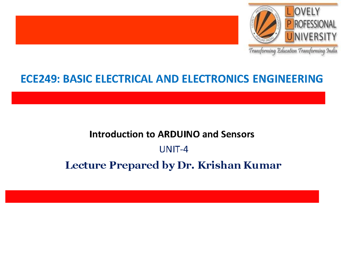 ECE249 UNIT 4 Arduino Notes & Project Report Guidelines - Studocu