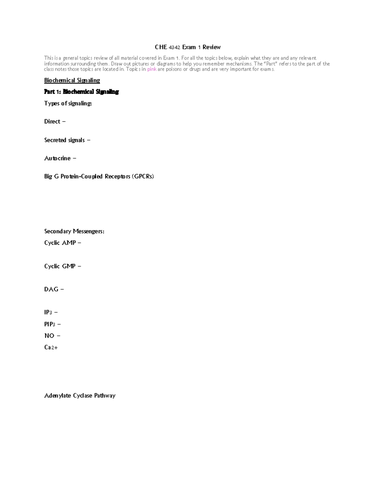 CHE 4342 Exam 1 Review - CHE 4342 Exam 1 Review This is a general ...