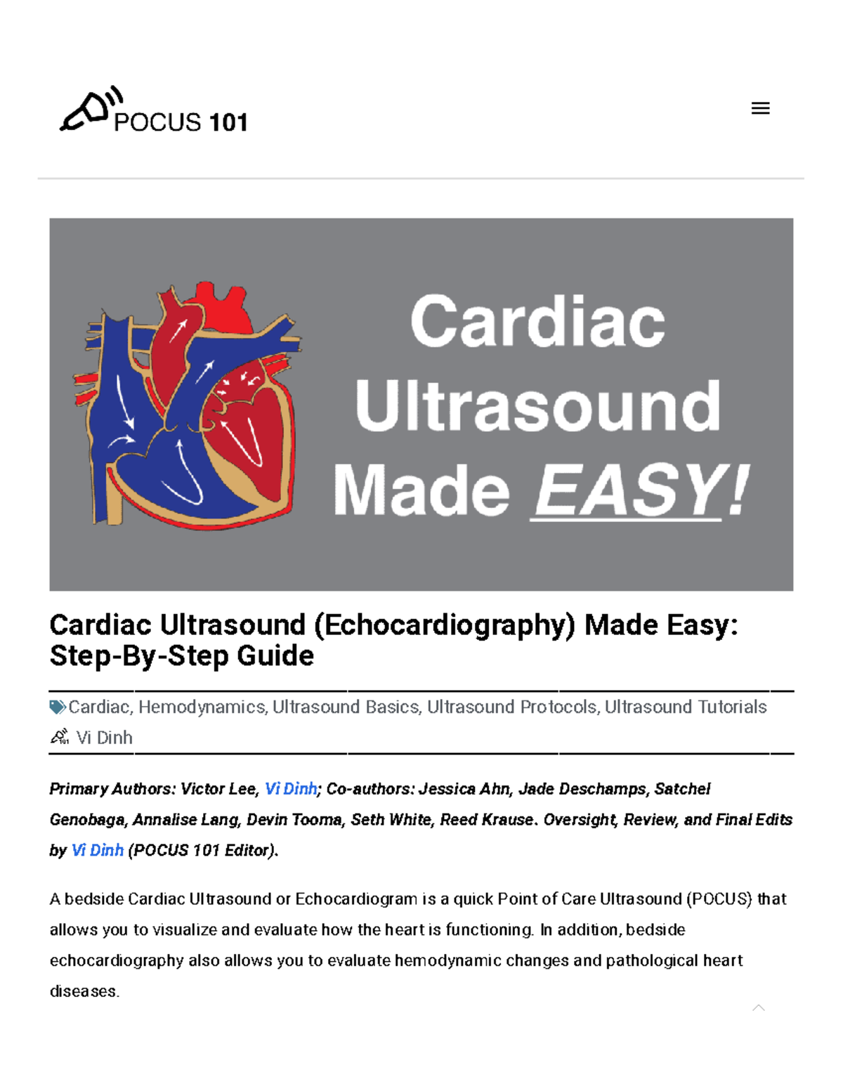 Cardiac Ultrasound (Echocardiography) Made Easy: A Step-By-Step Guide ...