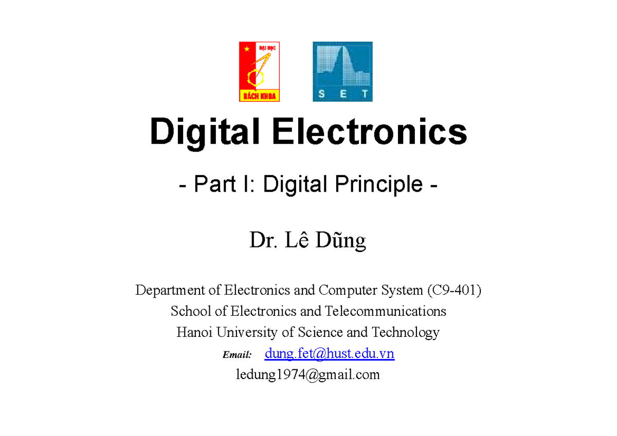 Digital Electronics (Dien Tu So) Chapter 3: Logic Gates & Circuits ...