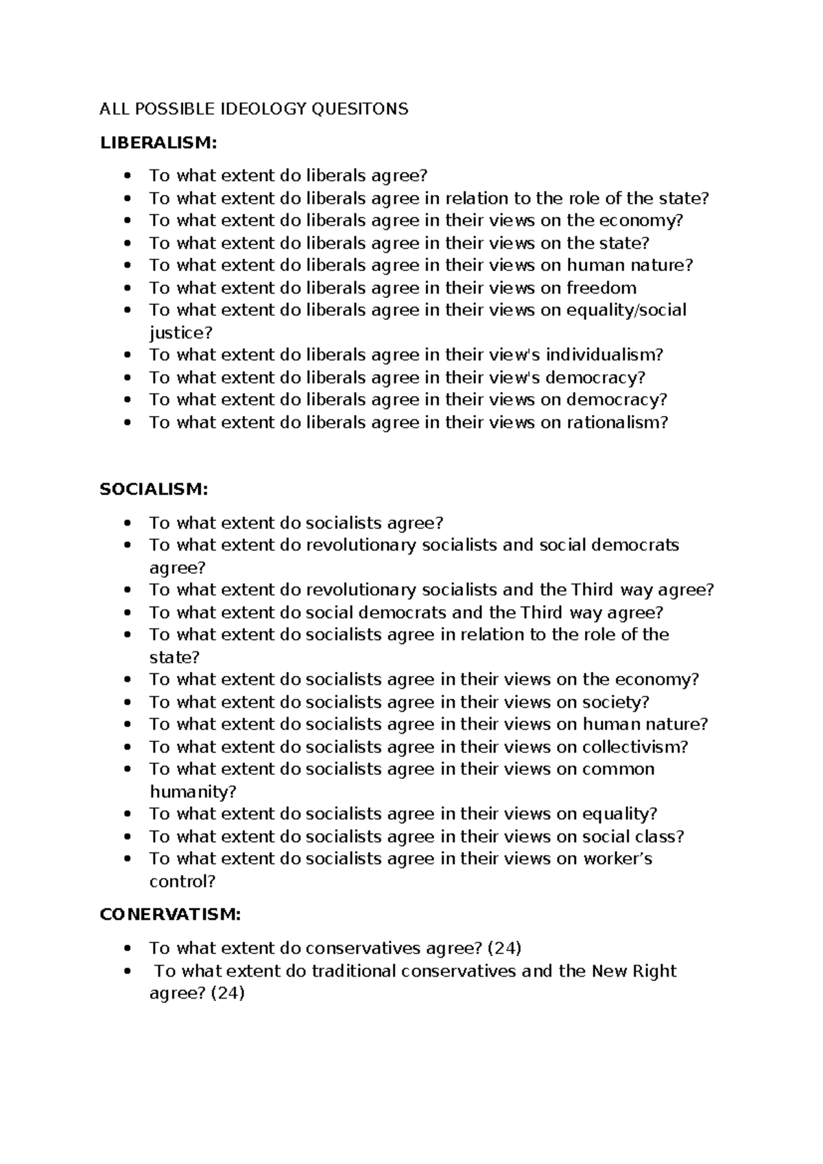 Edexcel A Level Politics: Key Questions on Ideologies - Studocu