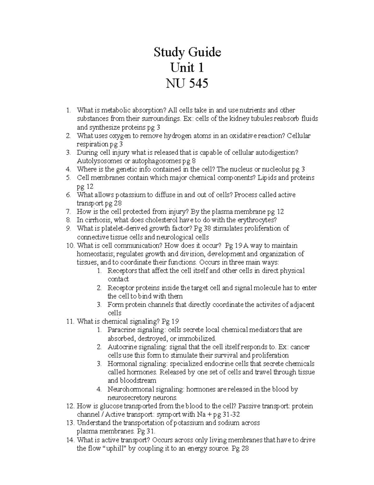 Unit 1 Study Guide for NU 545: Key Concepts and Explanations - Studocu