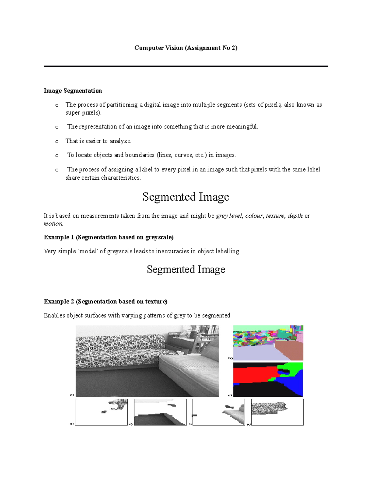 Image Segmentation Assignment - Computer Vision (Assignment No 2) Image ...