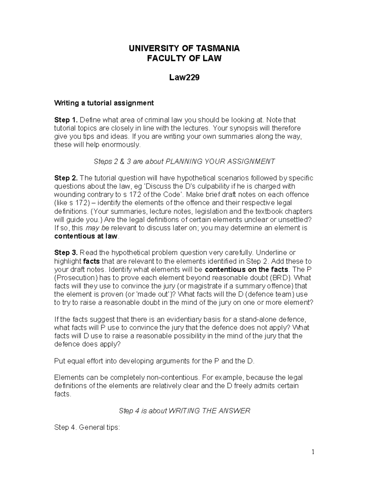 Law229 Tutorial Assignment Guide: Studying Criminal Law Effectively ...