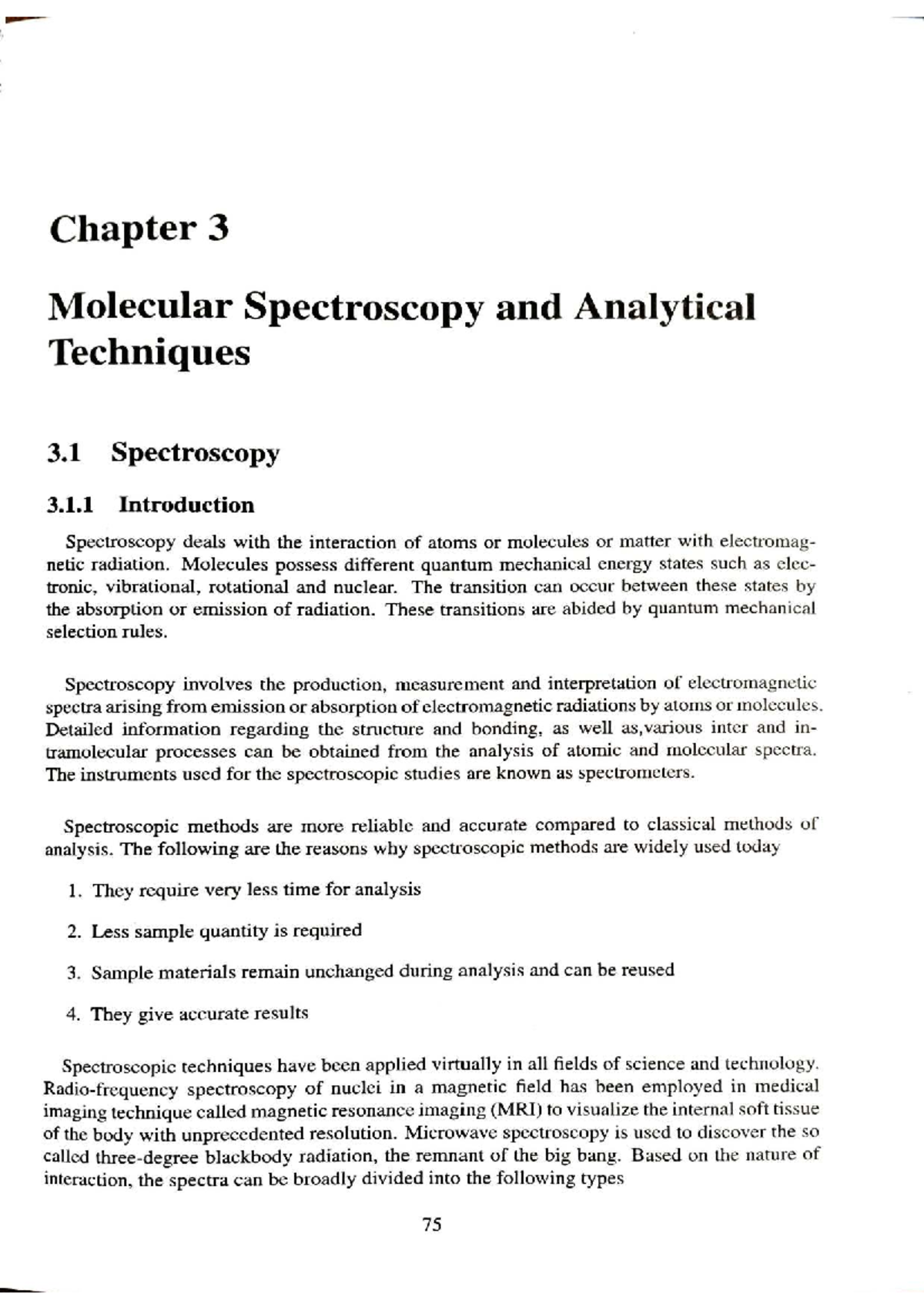 Chapter 3: Molecular Spectroscopy and Analytical Techniques (Chemistry ...