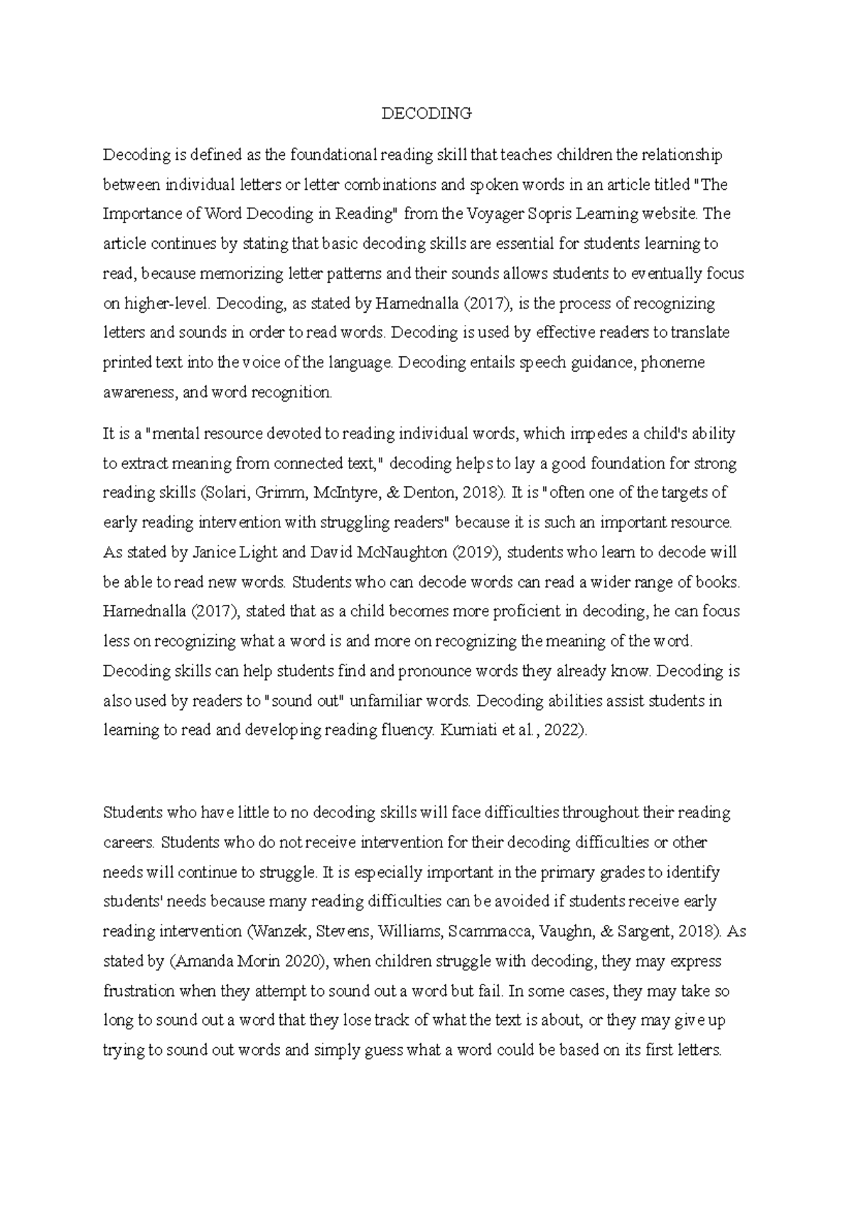 RRL 1 - Understanding Decoding: Skills for Reading Success - Studocu