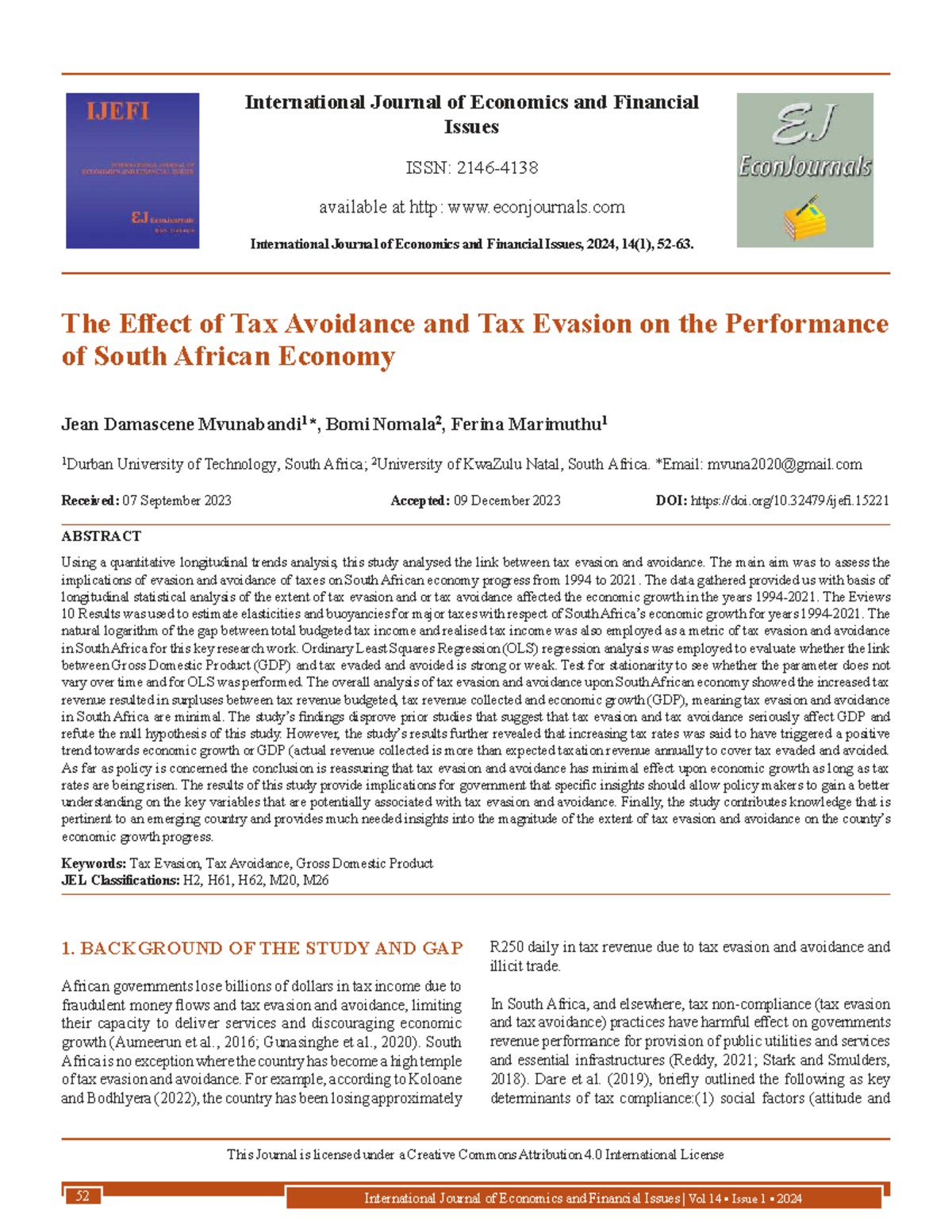 The Effect of Tax Avoidance and Evasion on South African Economy (IJEFI ...