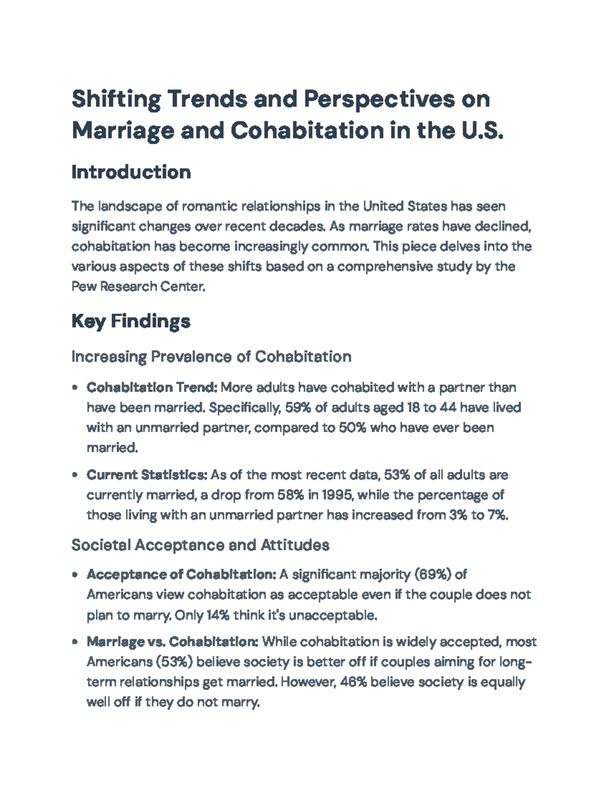 Shifting Trends in Marriage and Cohabitation in the U.S. (Sociology 101 ...