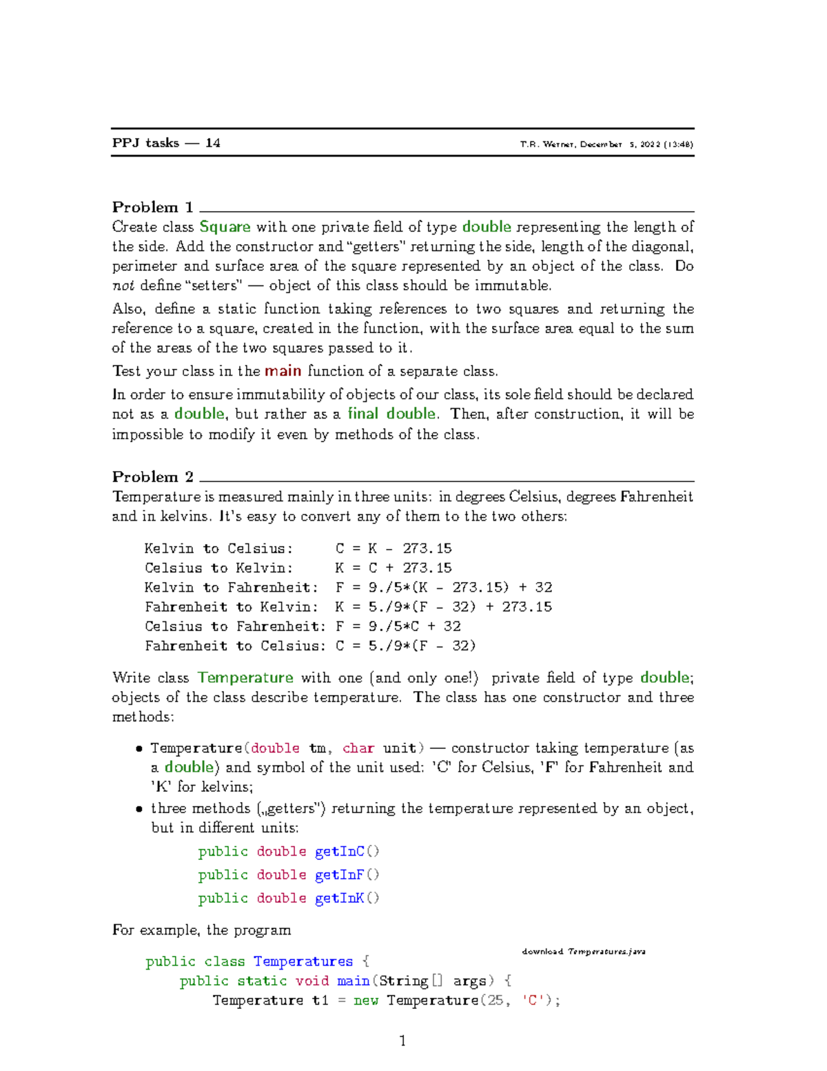 PPJ Tasks — Object-Oriented Programming in Java 17E Analysis - Studocu