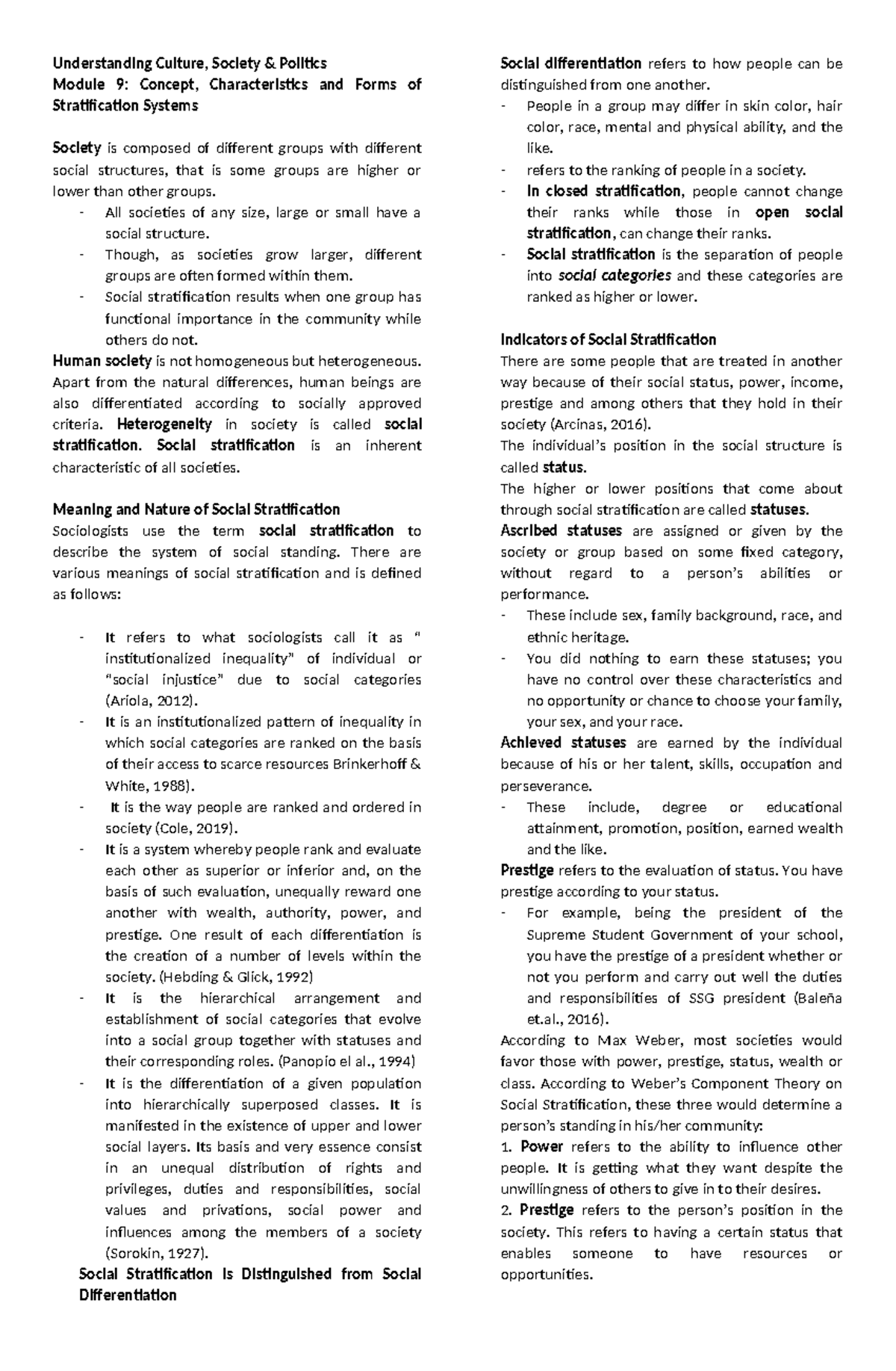 UCSP 9 - Reviewer on Social Stratification: Concepts & Characteristics ...