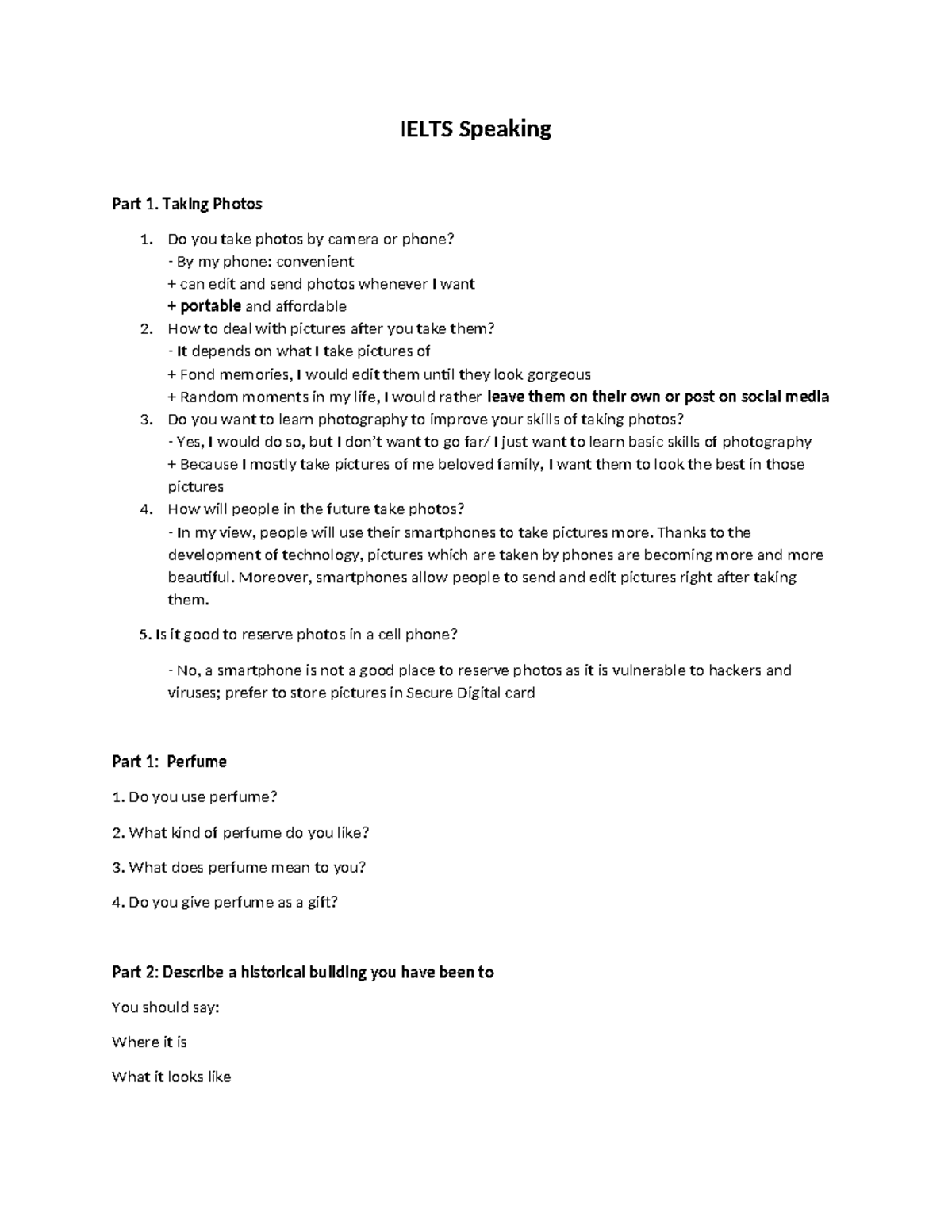 Ielts Speaking - IELTS Speaking Part 1. Taking Photos 1. Do you take ...