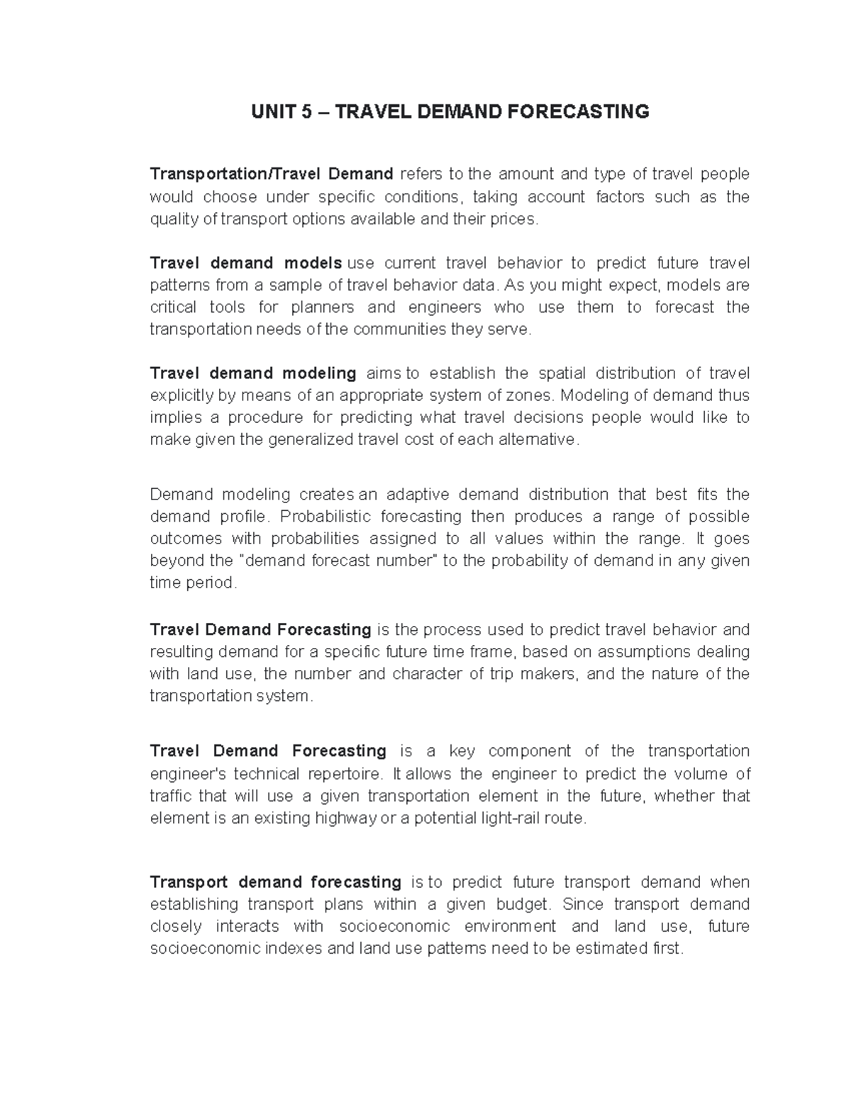 Unit-5-travel-demand-forecasting compress - UNIT 5 – TRAVEL DEMAND ...