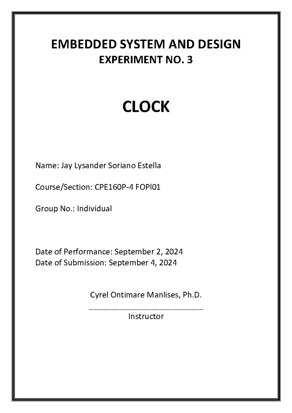 CPE160P-4 Final Experiment 3: Clock Design Discussion & Conclusion ...