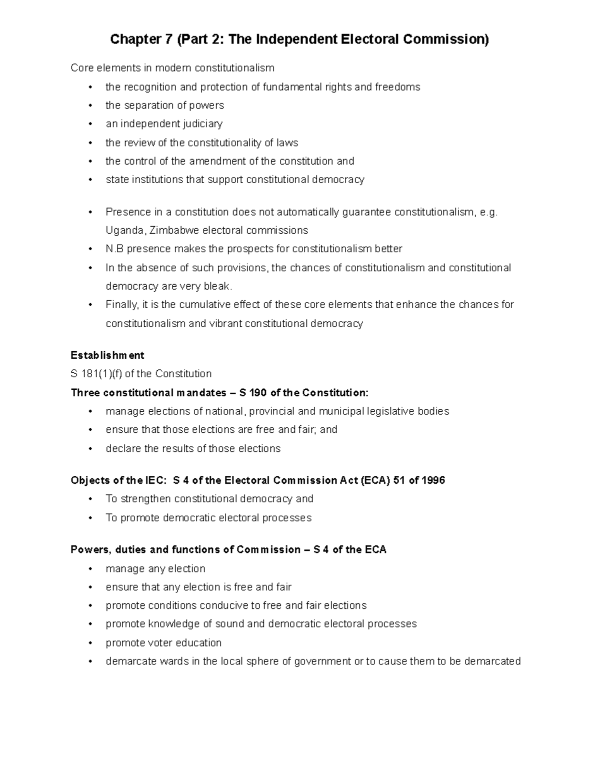 Chapter 7 Part 2 IEC 2 - Lecture Notes on Constitutional Democracy ...