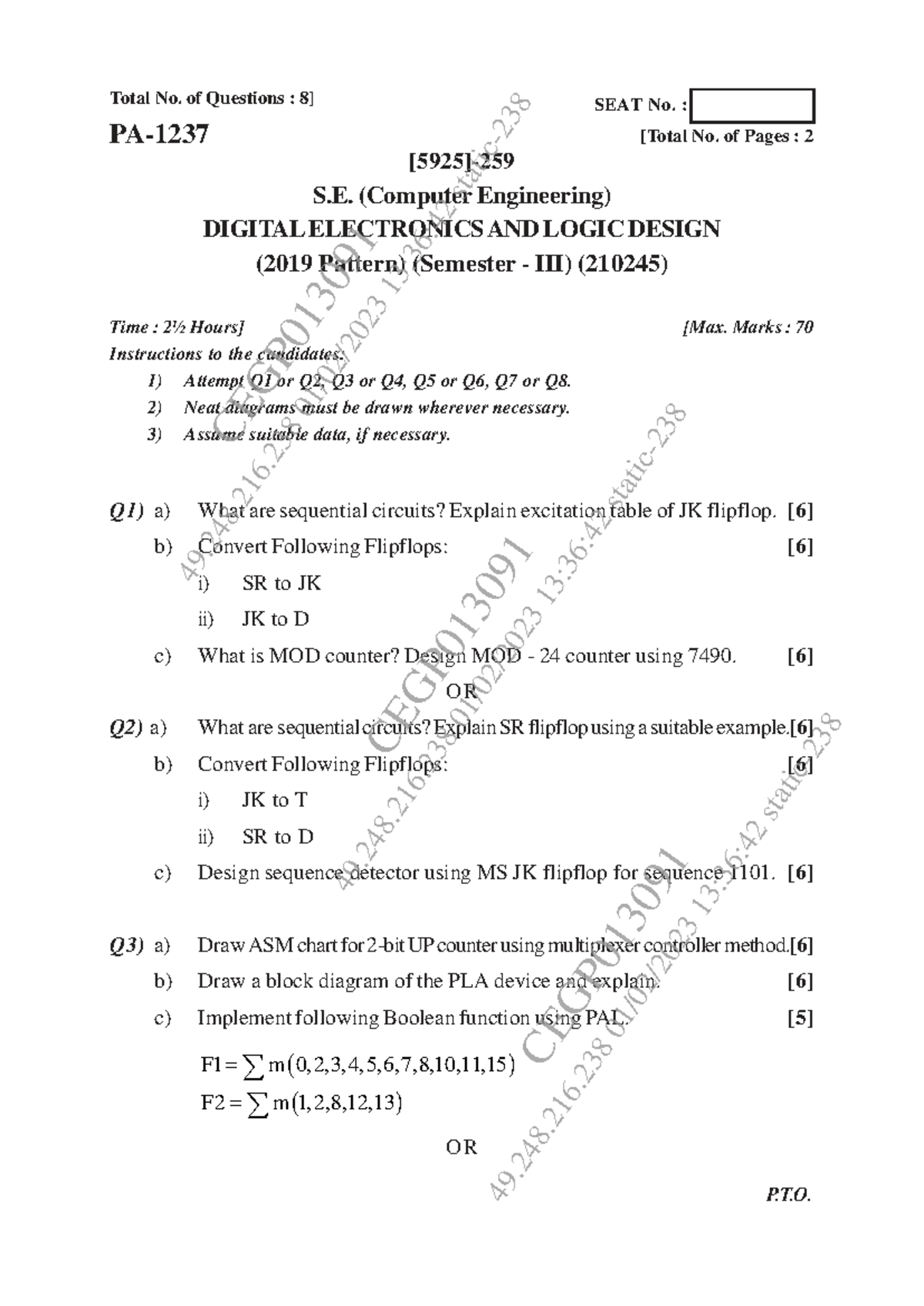 DELD SOLUTIONS (210245) - Digital Electronics & Logic Design Exam Prep ...
