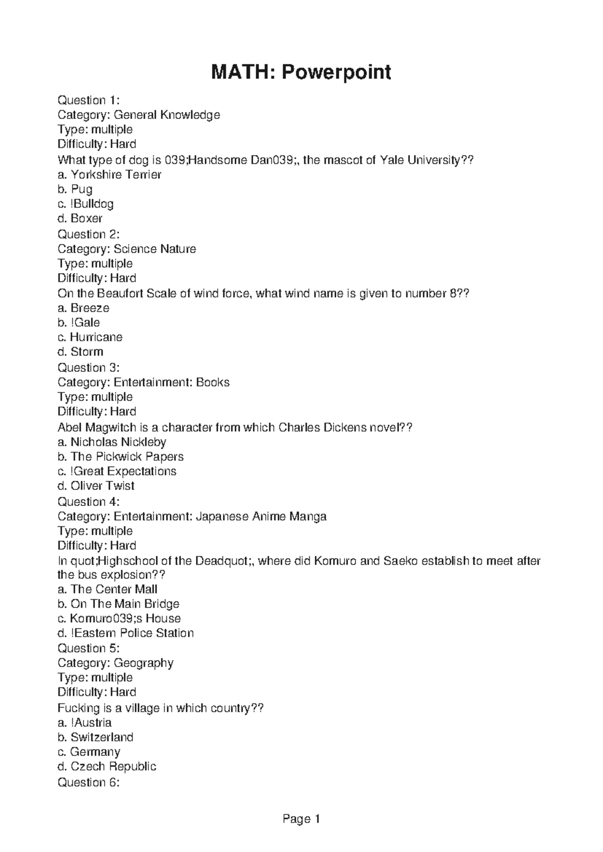 MATH107-Handout-1 - MATH107-Paper-6 - MATH: Powerpoint Question 1 ...