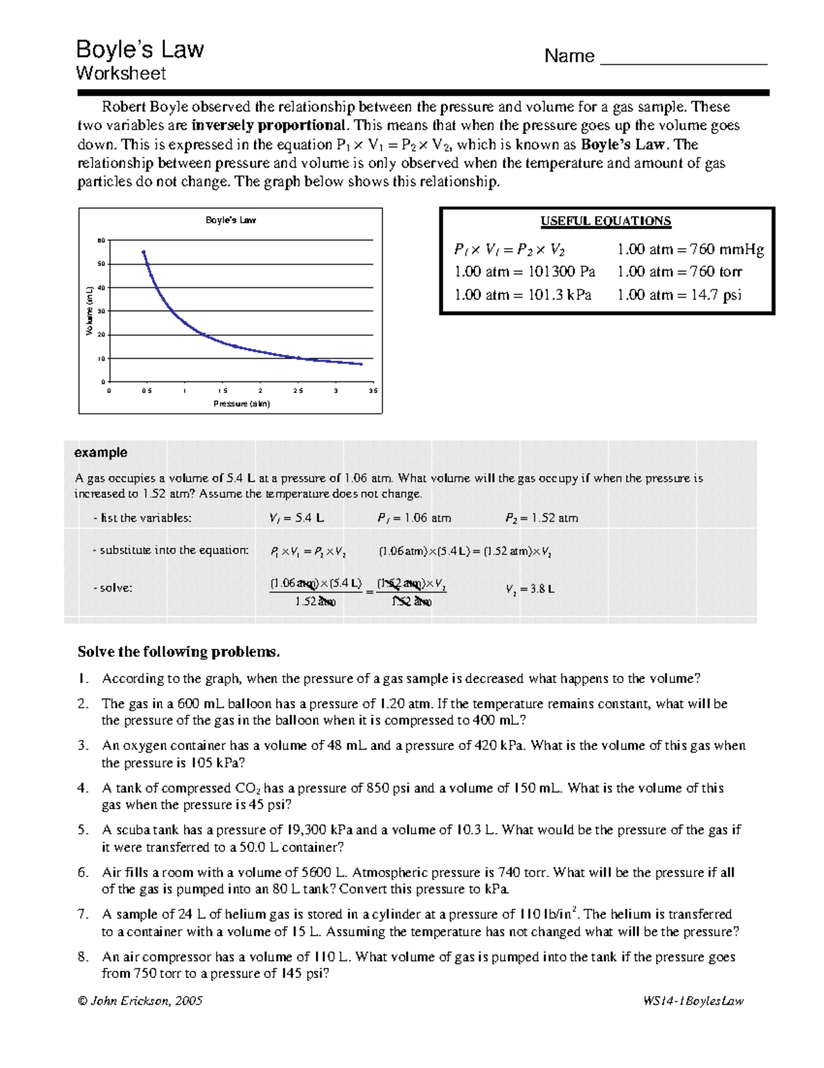 Boyle's Law Worksheet KEY (WS14-1) - Studocu