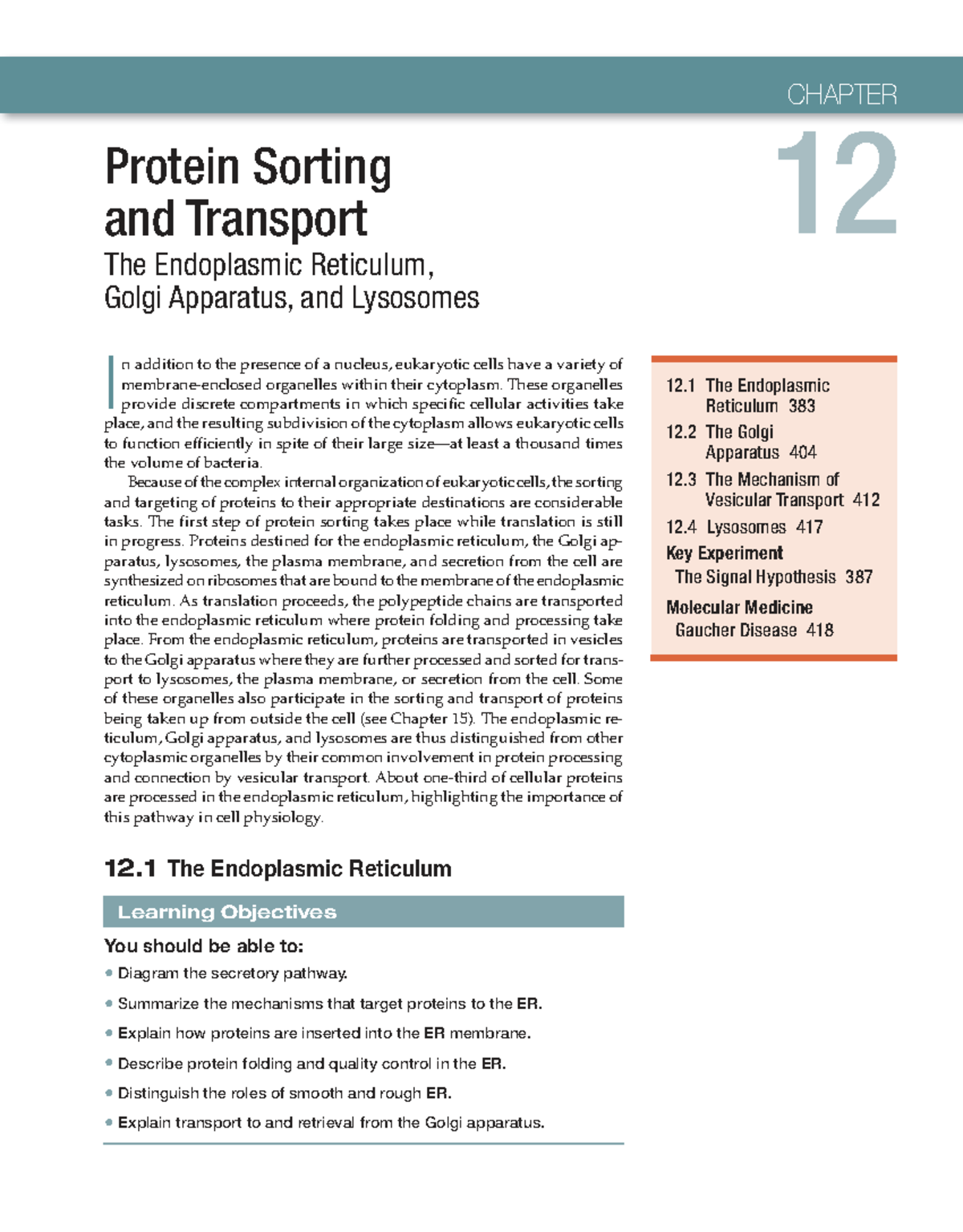 Chapter on Protein Sorting and Transport in Eukaryotic Cells - Studocu