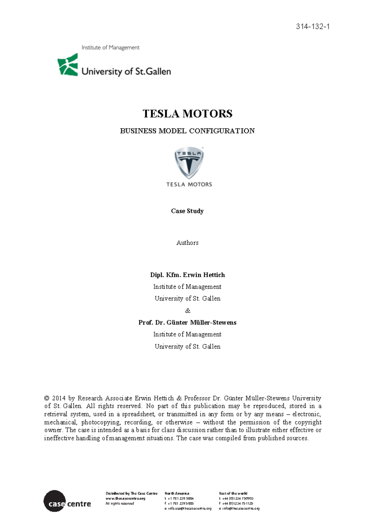 Tesla case study - TESLA MOTORS BUSINESS MODEL CONFIGURATION Case Study ...