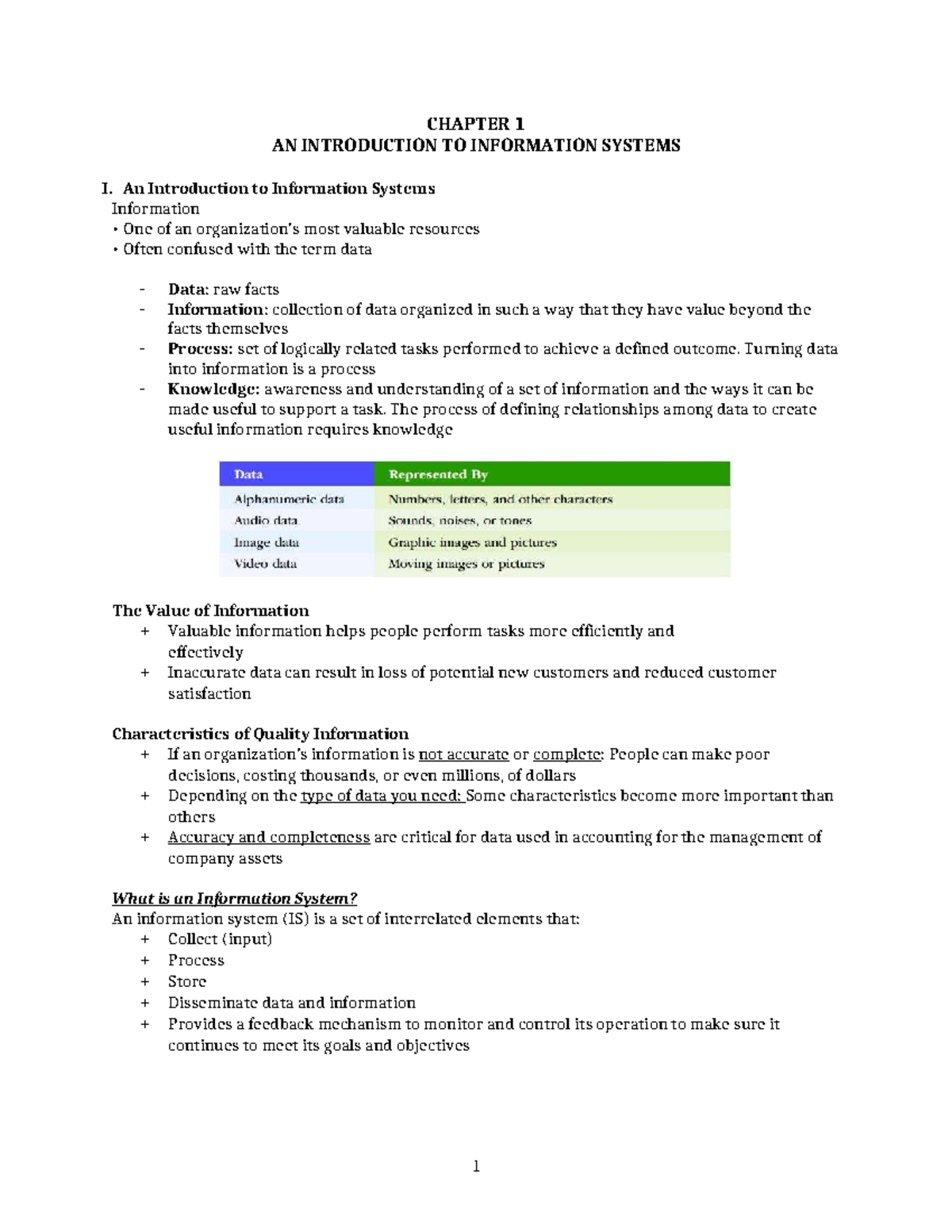 CHAPTER 1: INTRODUCTION TO INFORMATION SYSTEMS - SLIDE NOTES - Studocu