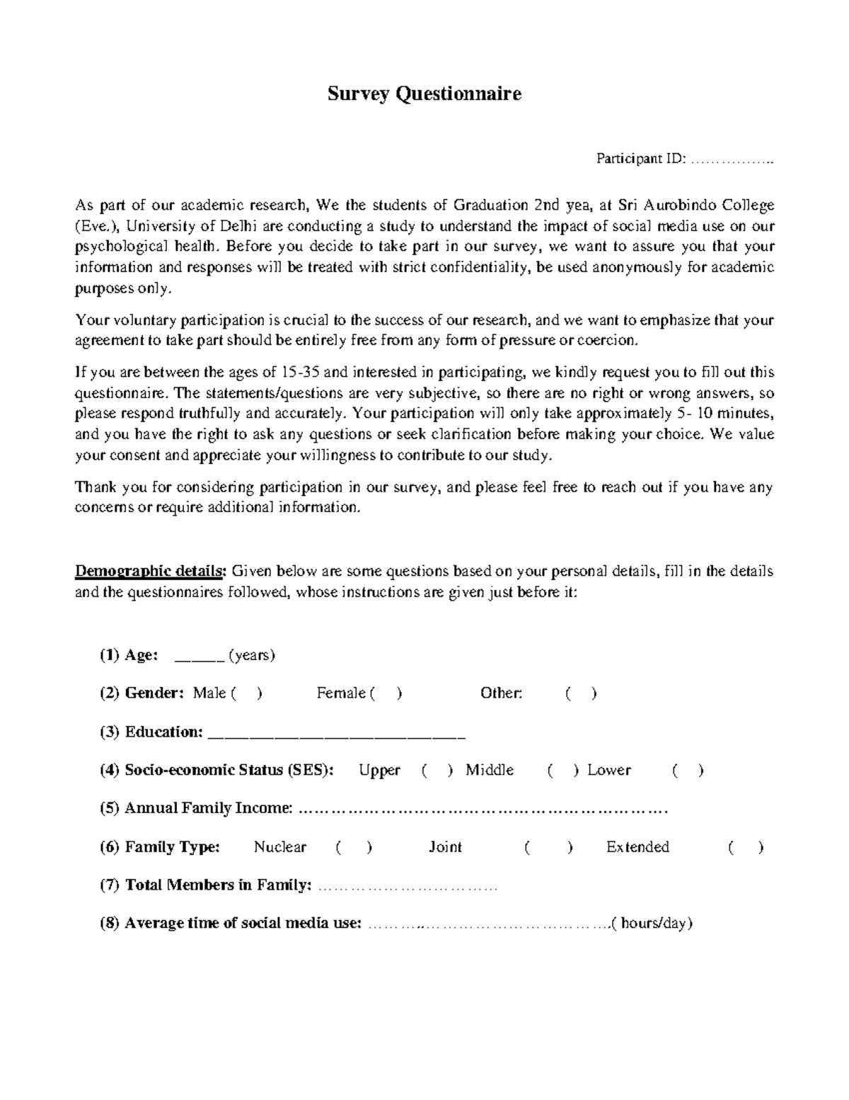 Survey Questionnaire - Summary ISBN - International Standard Book ...