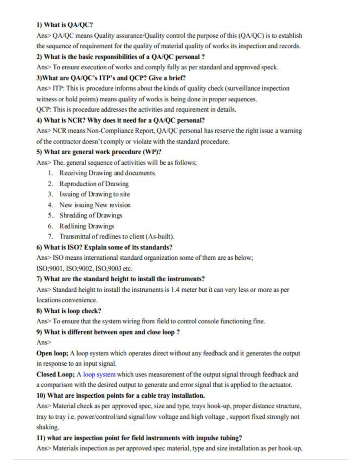 Instrumentation Inspection & Quality Control: Interview Prep Guide ...