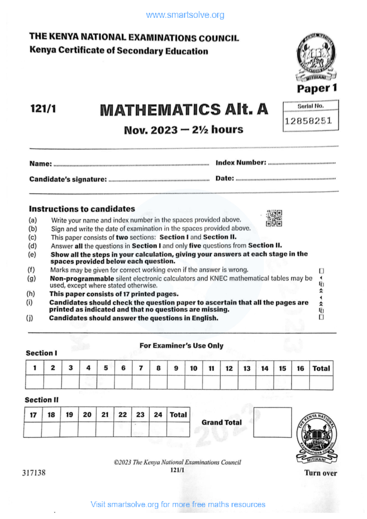 K.C.S.E. 2023 Mathematics Paper 1 Practice Exam Questions - Studocu