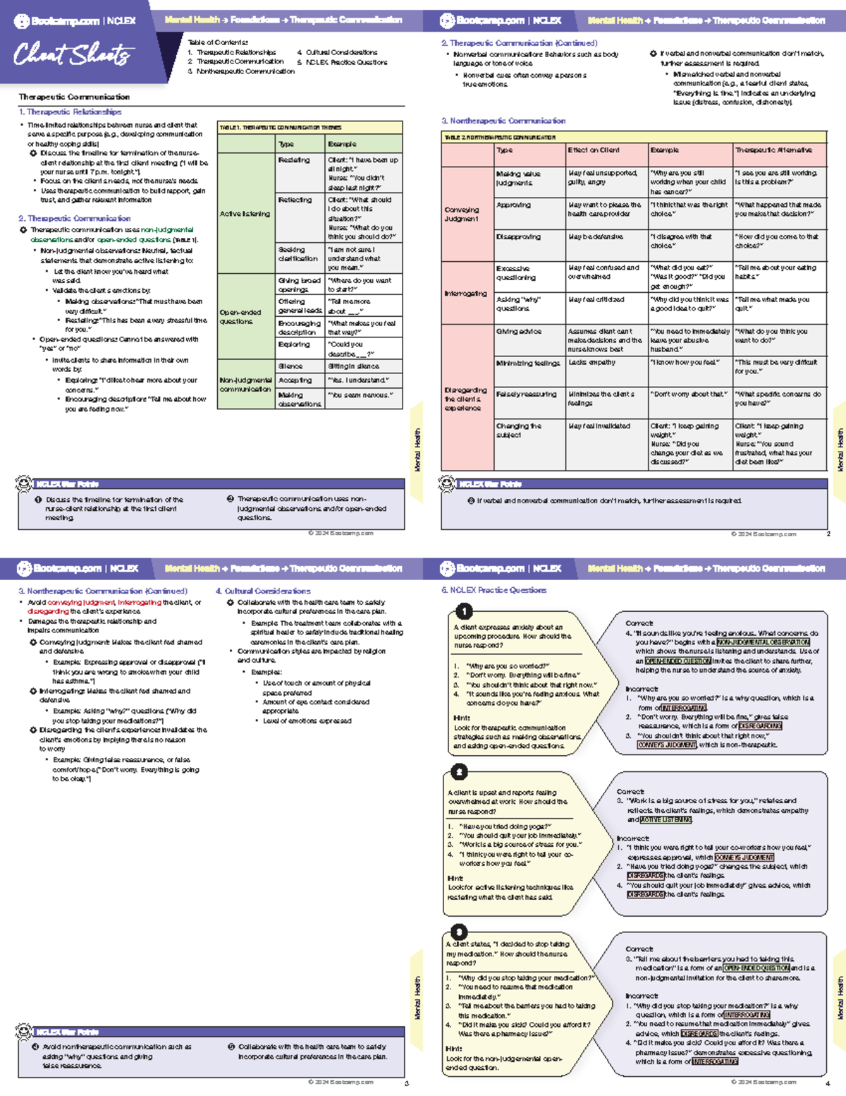 Therapeutic Communication Strategies: NCLEX Prep & Key Concepts - Studocu
