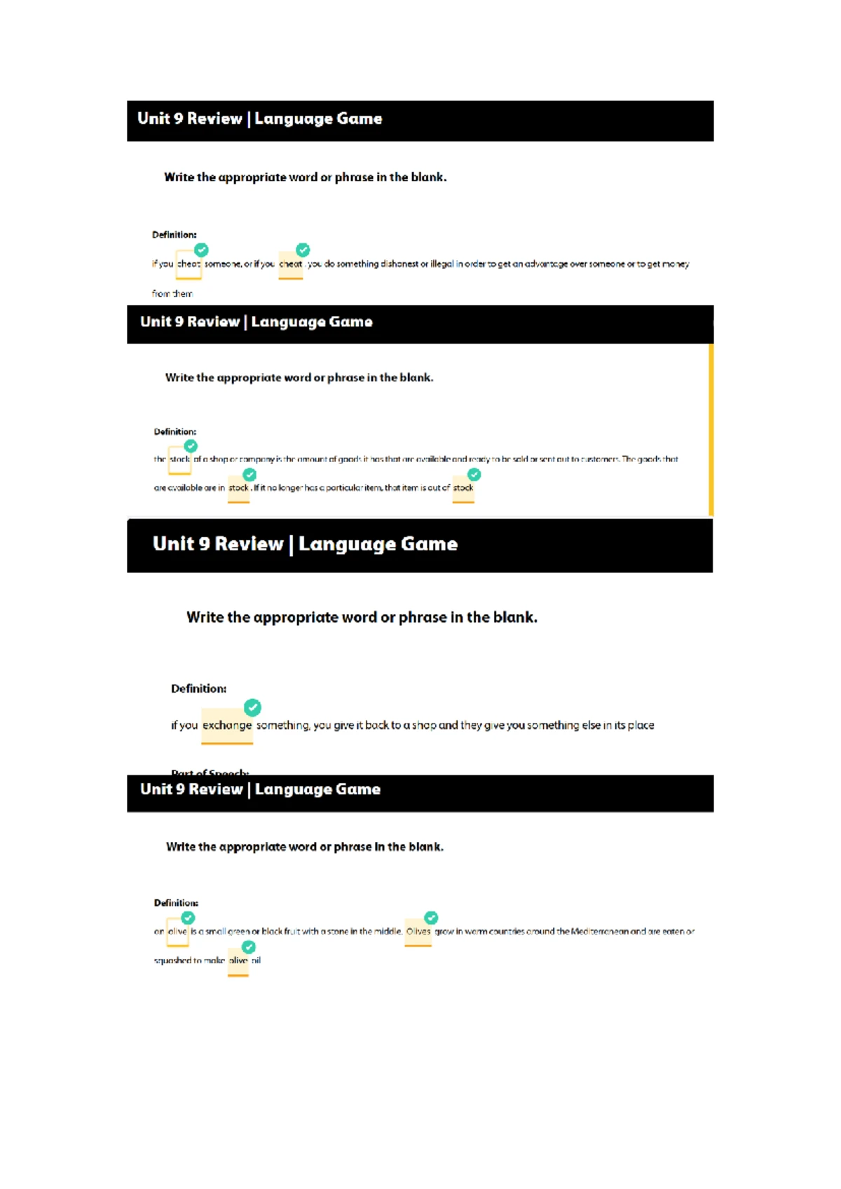 UNIT 6 - Vocabulary and Grammar Review for English Language - Studocu
