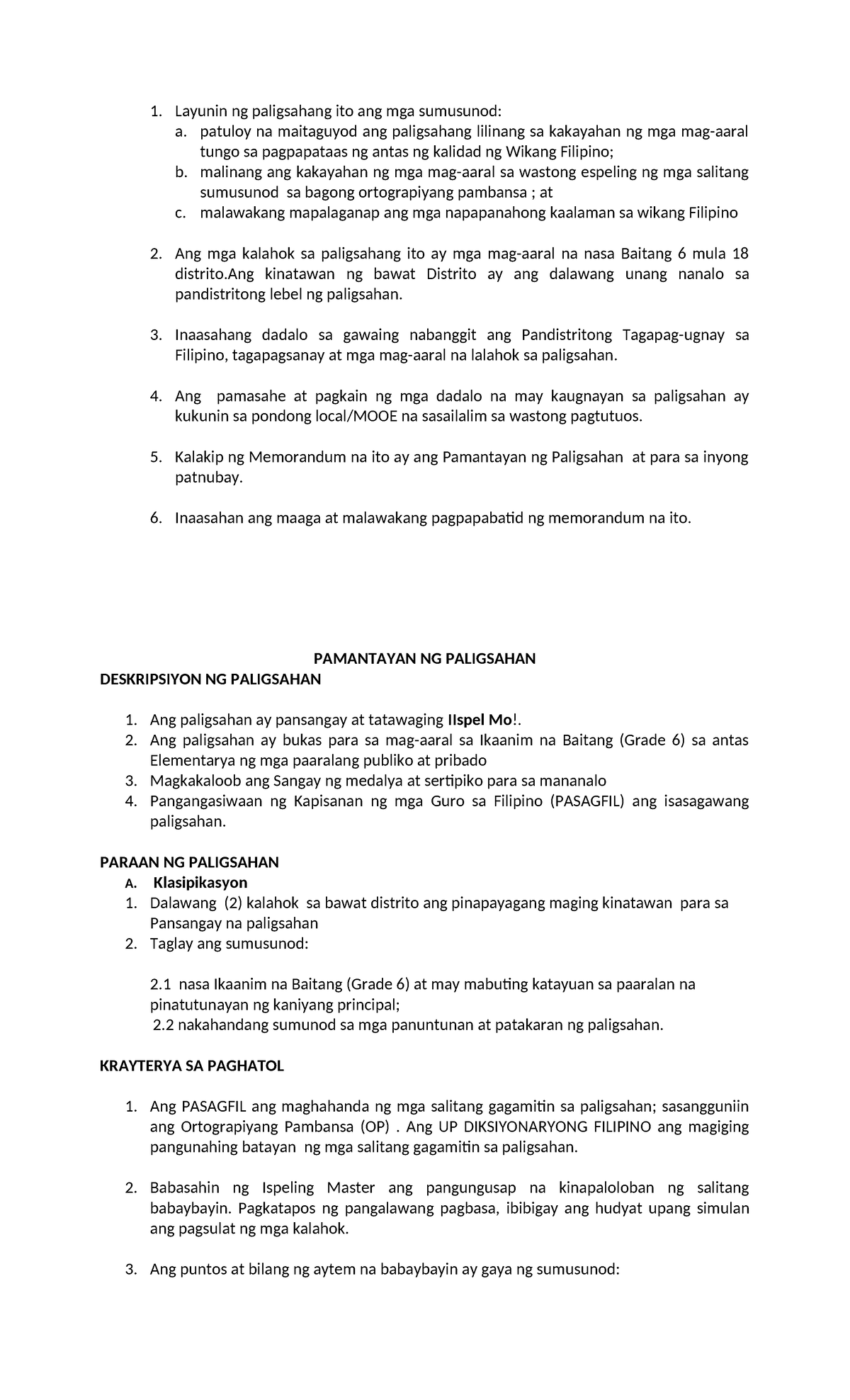 Iispel Mo! Competition Guidelines for Grade 6 Students - Studocu