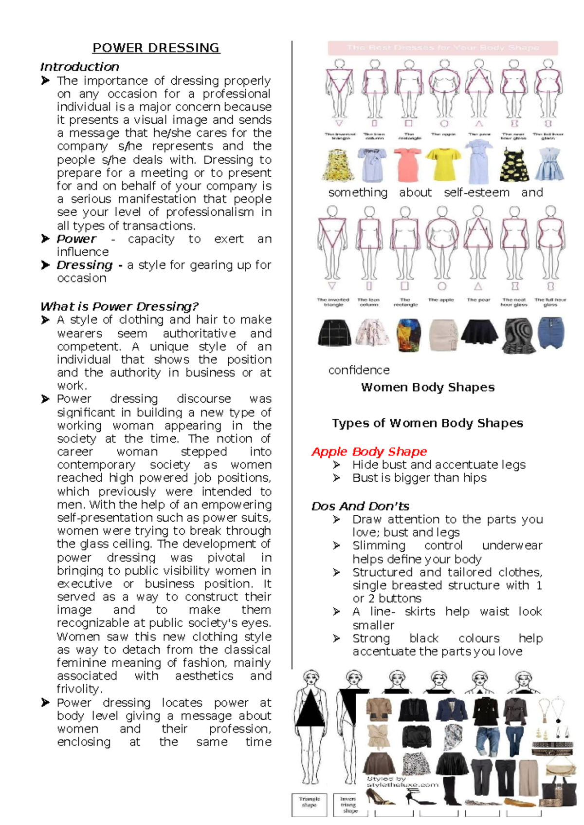 Euthenics 2: Power Dressing and Table Etiquette Review Notes - Studocu