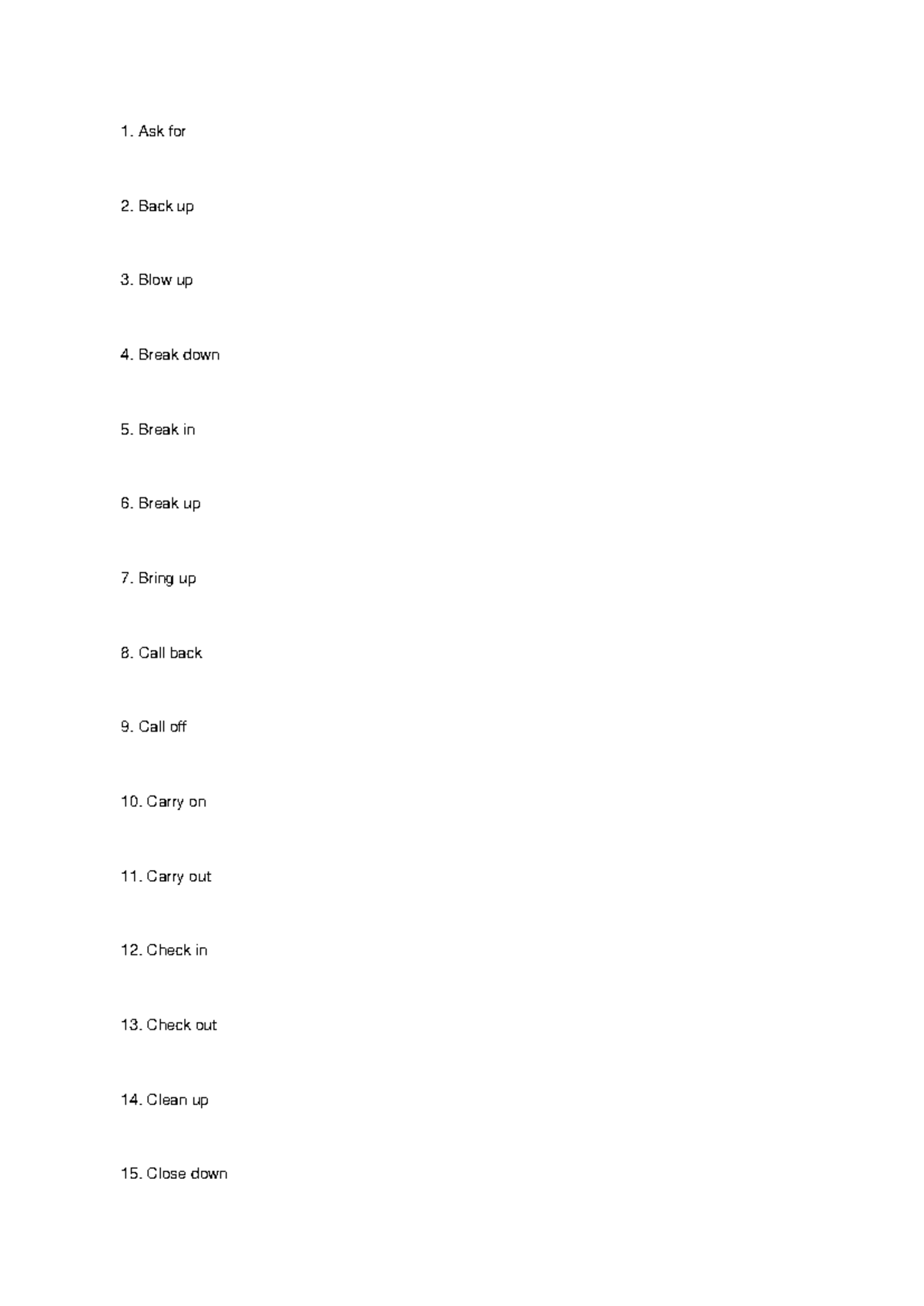 Phrasal Verbs List - SNWNS 101: Comprehensive Guide - Studocu