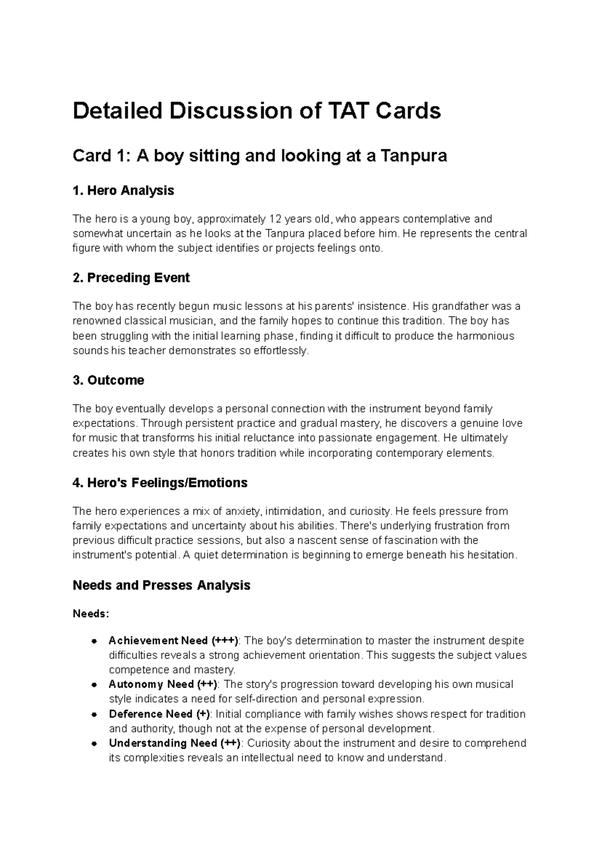 Practical Report on TAT Cards: Insights from Indian Adaptation - Studocu