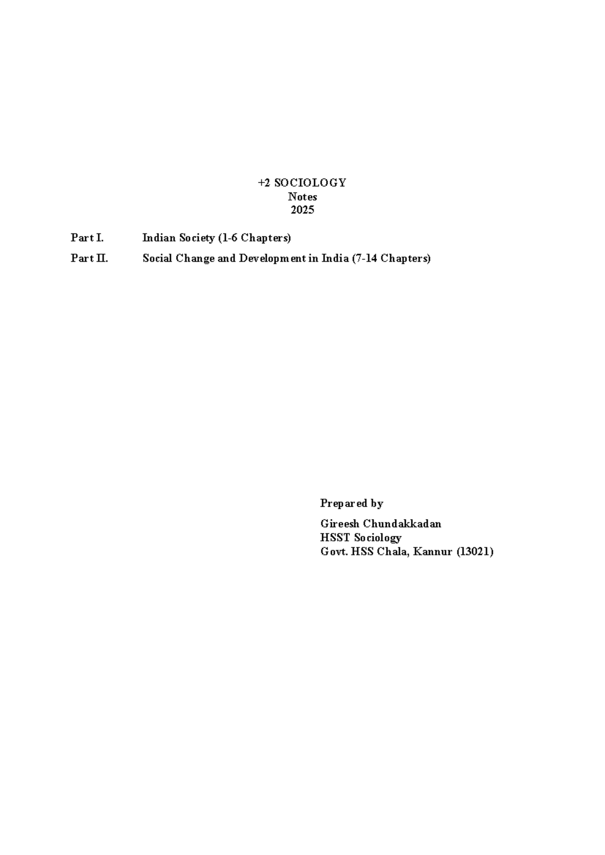 SOCIOLOGY Notes 2025: Indian Society & Social Change (13021) - Studocu
