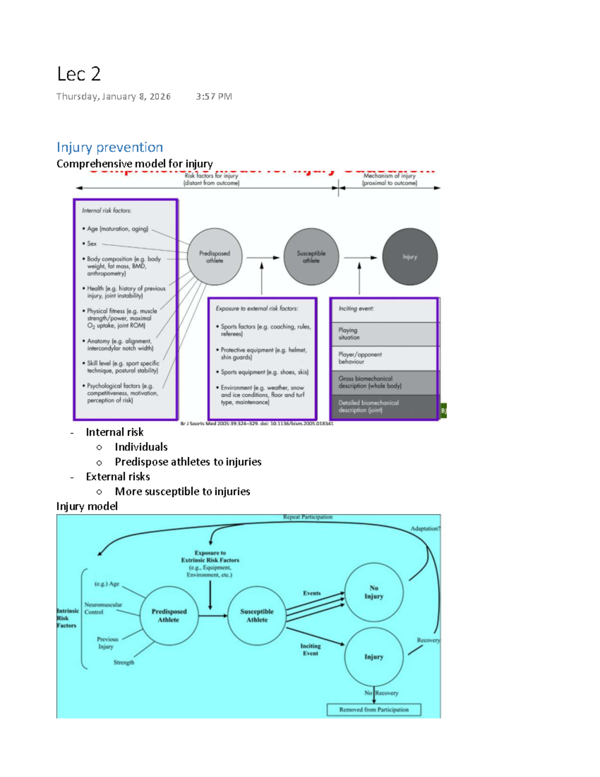 Lec 2 - Injury Prevention Strategies and Comprehensive Models - Studocu
